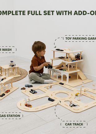 Wooden Toy Parking Garage - Kids Playset