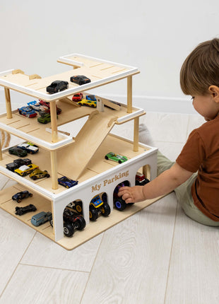 Wooden Toy Parking Garage - Kids Playset