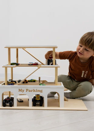 Wooden Toy Parking Garage - Kids Playset