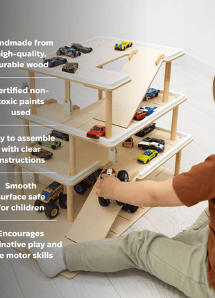 Wooden Toy Parking Garage - Kids Playset