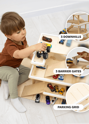 Wooden Toy Parking Garage - Kids Playset