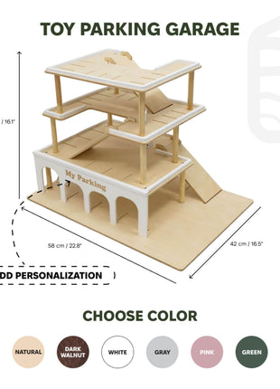 Wooden Toy Parking Garage - Kids Playset