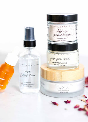 Rose Glow Skincare Set – Natural Face Kit with Cleanser, Serum, Mask & Cream