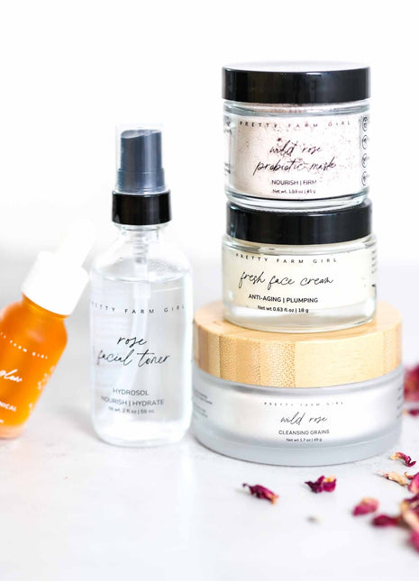 Rose Glow Skincare Set – Natural Face Kit with Cleanser, Serum, Mask & Cream