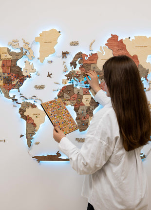 3D LED Wooden World Map 3.0  – Multicolor Wall Art Decor