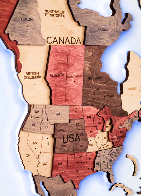 3D LED Wooden World Map 3.0  – Multicolor Wall Art Decor