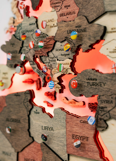 3D LED Wooden World Map 3.0  – Multicolor Wall Art Decor
