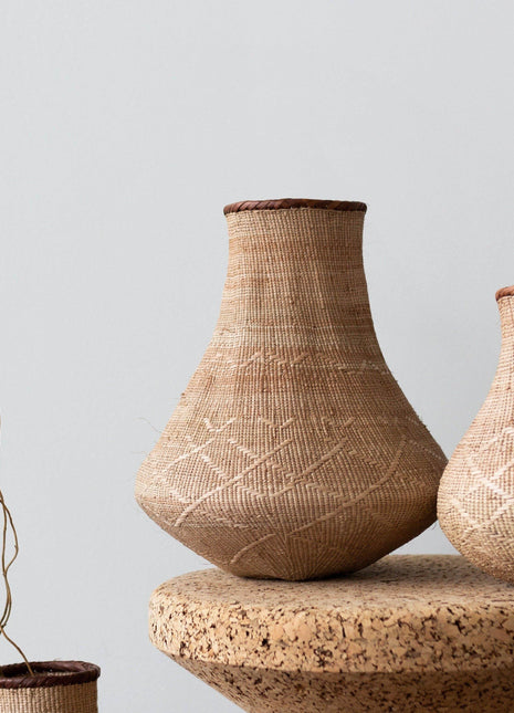 Binga Nongo Natural Woven Gourd Basket - Handmade Decorative Accent Piece