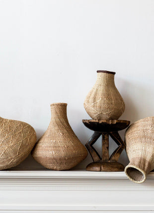 Binga Nongo Natural Woven Gourd Basket - Handmade Decorative Accent Piece