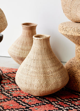 Binga Nongo Natural Woven Gourd Basket - Handmade Decorative Accent Piece