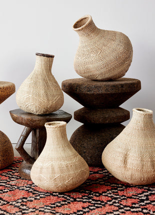 Binga Nongo Natural Woven Gourd Basket - Handmade Decorative Accent Piece