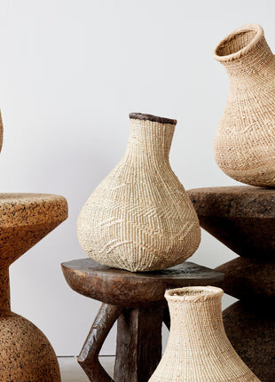 Binga Nongo Natural Woven Gourd Basket - Handmade Decorative Accent Piece