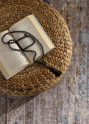 Kaumakani Knitted Jute Round Pouf - Eco-Friendly Floor Pouf Ottoman