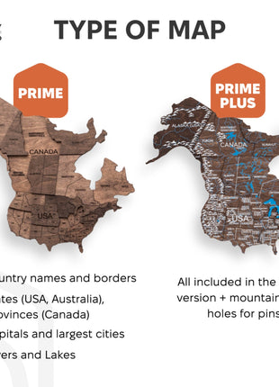3D LED Wooden World Map – Dark Walnut Wall Art Decor
