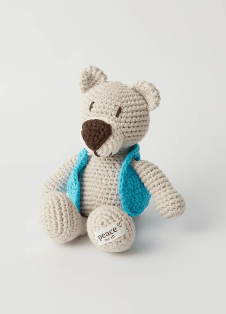 Handmade Organic Cotton Bear - Eco-Friendly Plush Toy for Babies & Kids