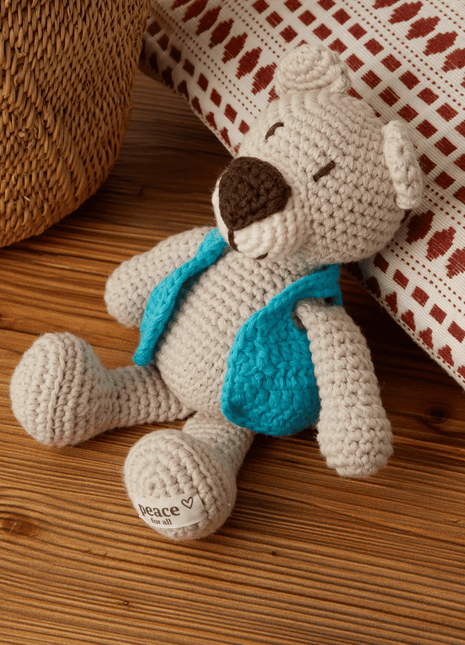 Handmade Organic Cotton Bear - Eco-Friendly Plush Toy for Babies & Kids