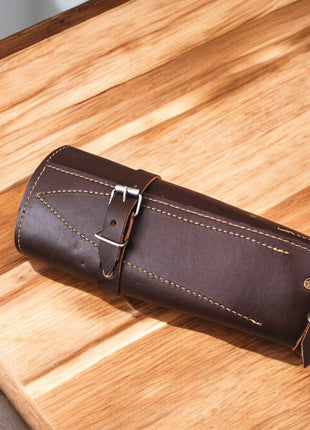 Handmade Damascus Kitchen Knives Set with Leather Roll