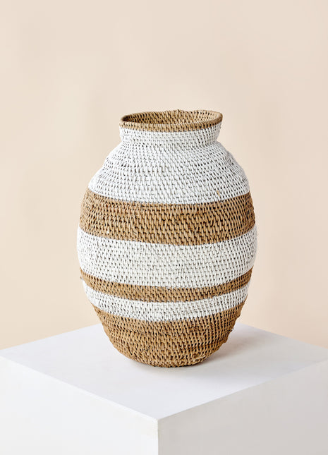 Handwoven White Striped Buhera Basket