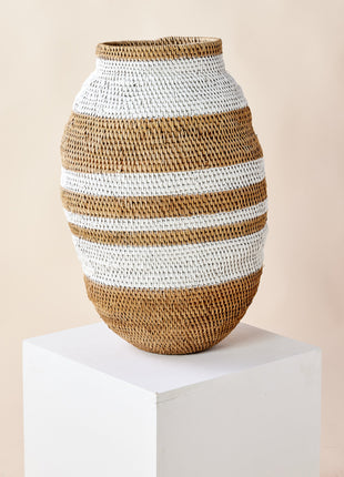 Handwoven White Striped Buhera Basket