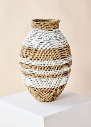 Handwoven White Striped Buhera Basket